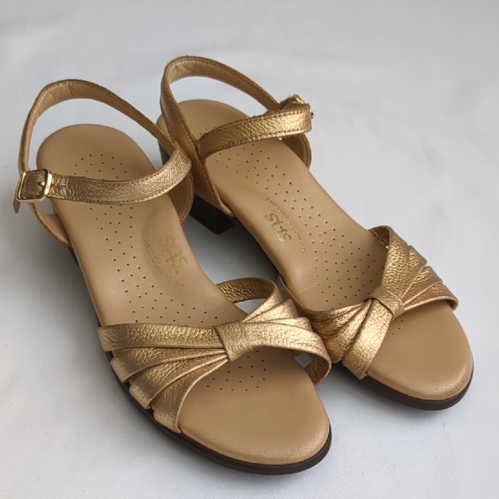 SAS Tripad Comfort Gold Metallic Strap Sandal Sz 6.5 W